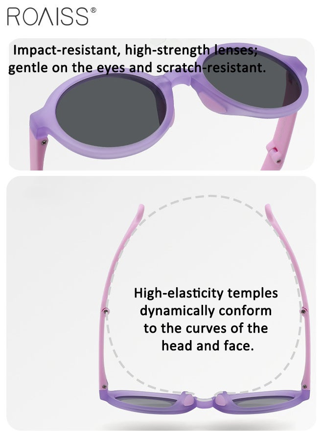 roaiss Kid 's Round Folding Polarized Sunglasses Kids, UV400 Protection Cute Outdoor Beach Holiday Sun Glasses,Outdoor Foldable Sun Shades with Small Portable Box for Boys Girls and Children Age 3-12 - Image 5